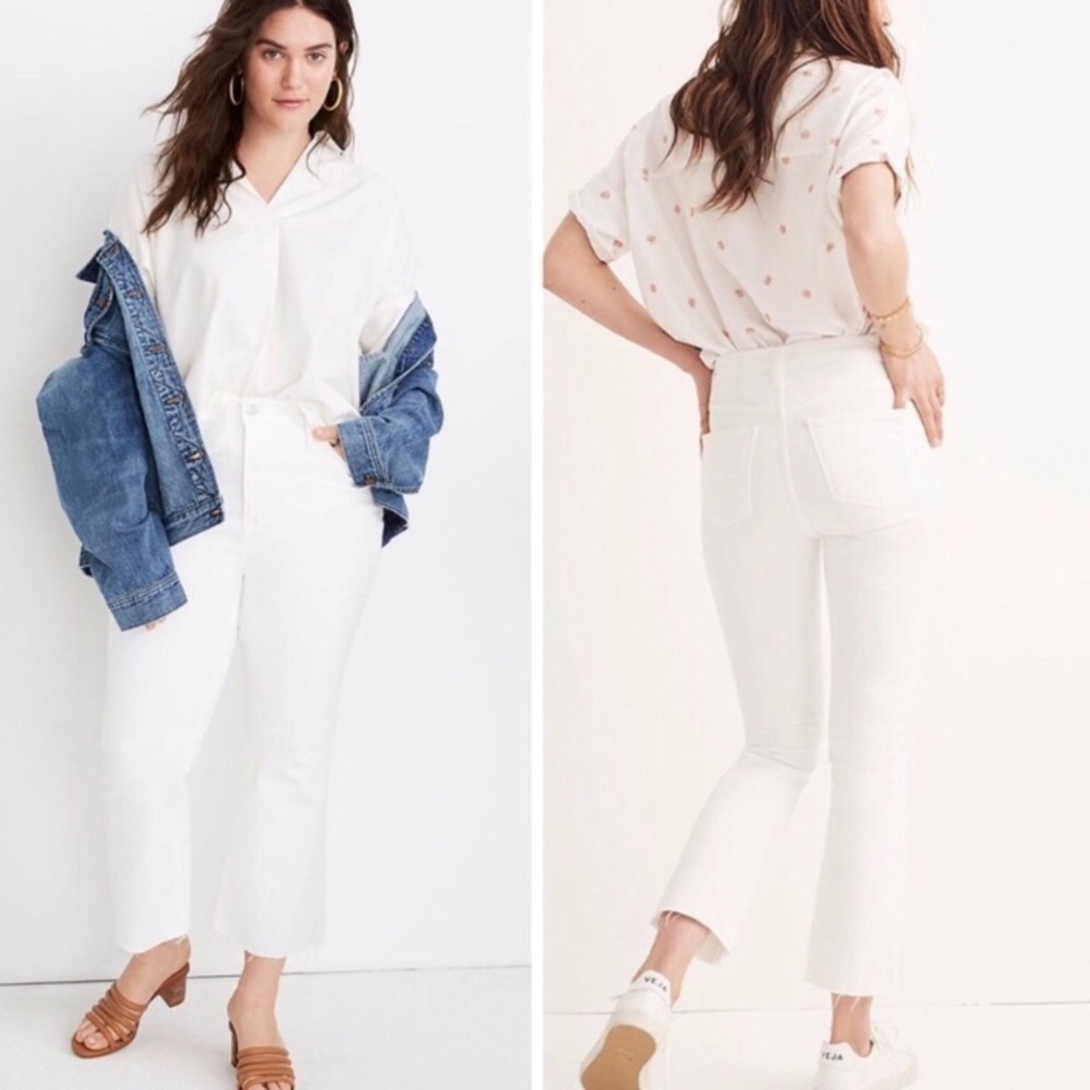 ✨ NWT Madewell Cali Demi Boot Jeans Plus Sz P37/24 Denim Petite White